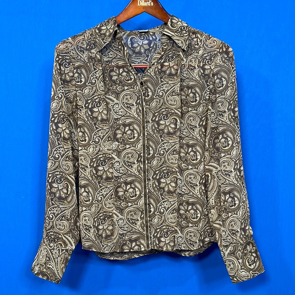 Ann Taylor Size 8 Brown Paisley Print Blouse